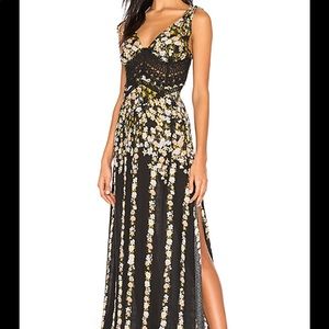 Claire Black Floral Print Tie-Strap Maxi Dress